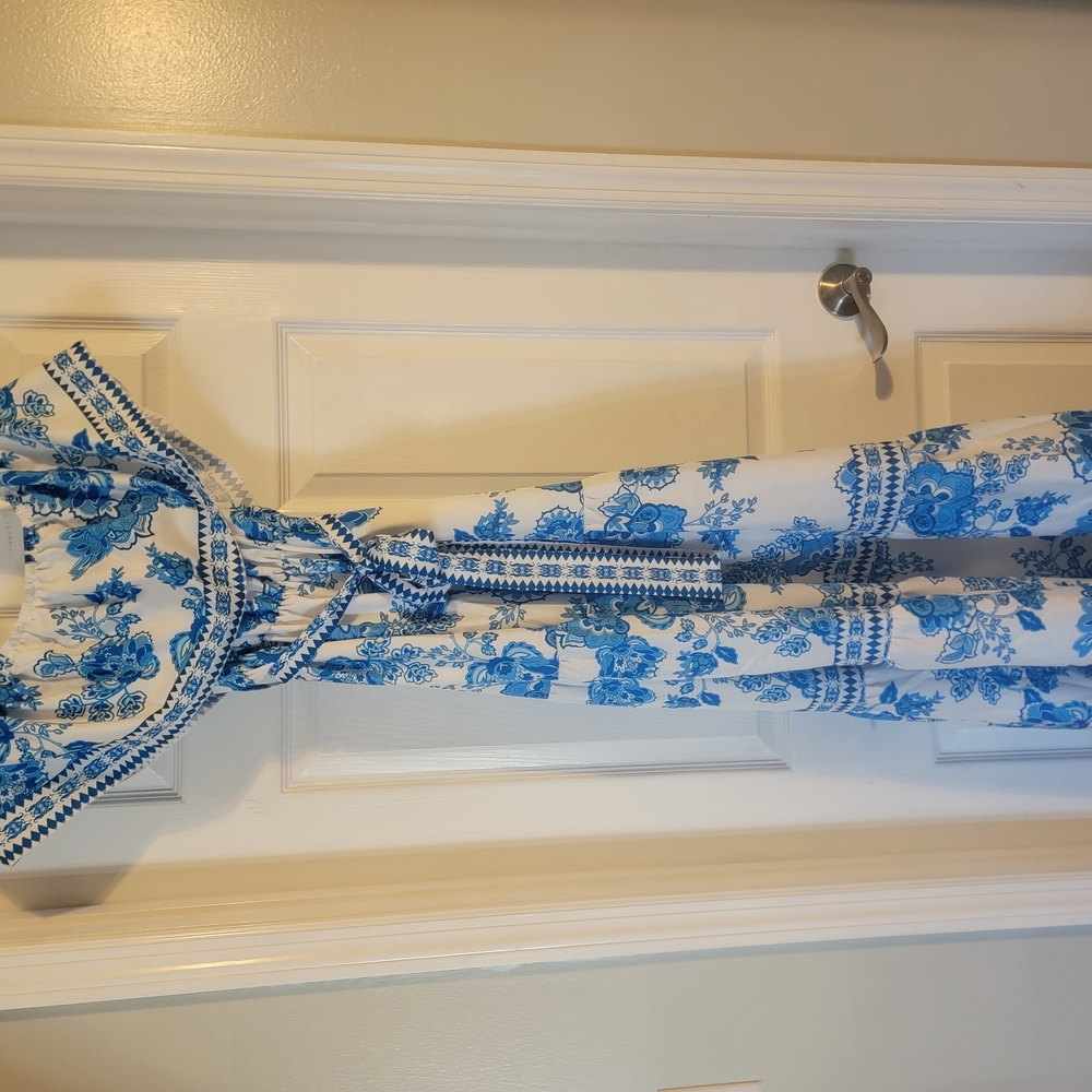 Blue and White Floral Jumpsuit